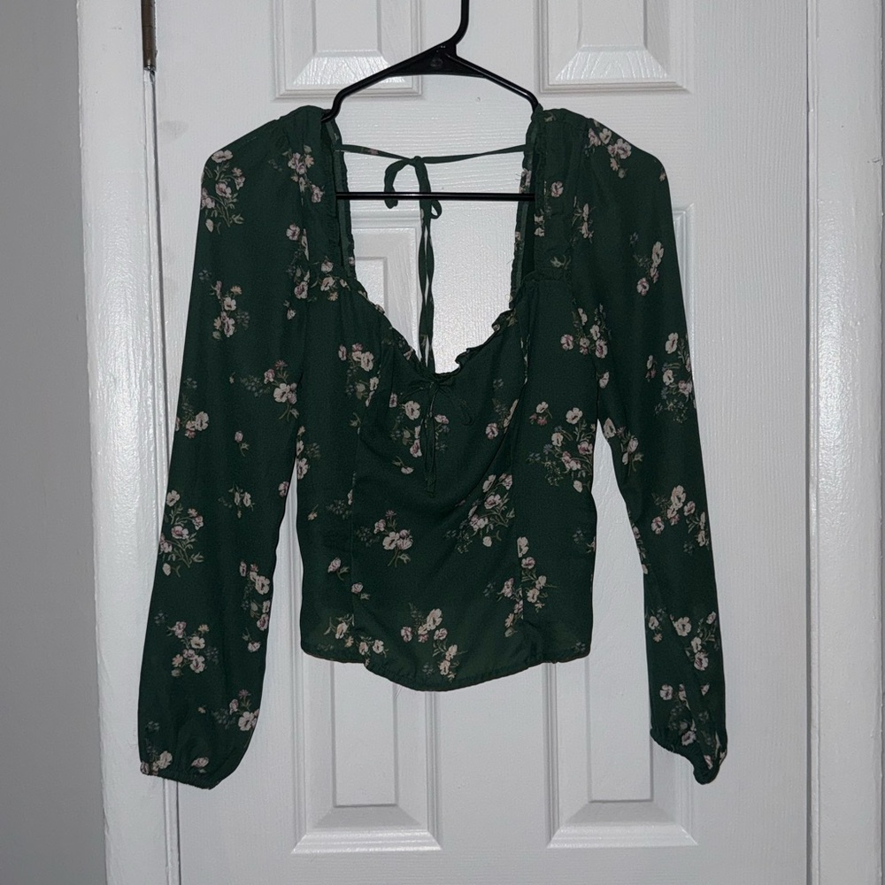 Abercrombie & Fitch Dark Green Floral Blouse